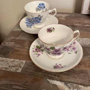Royal Vale and English Castle tea cups and saucers